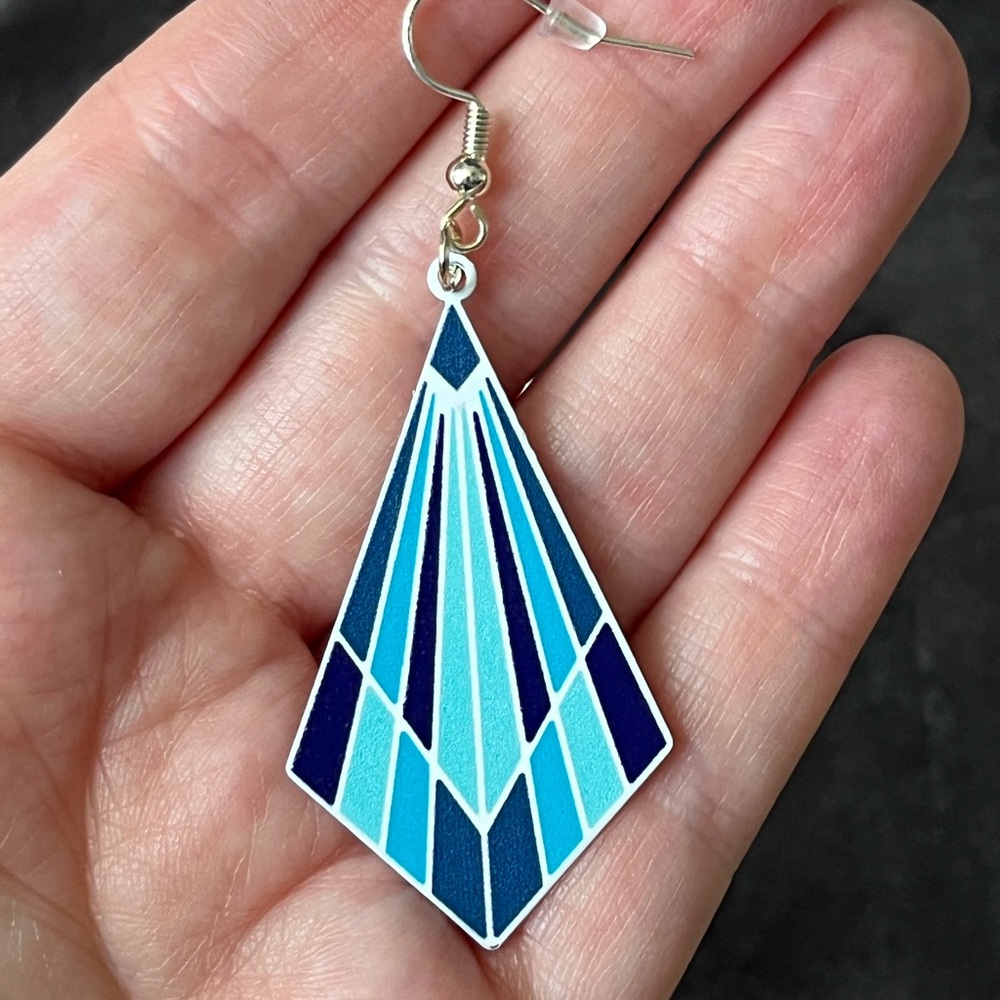 Geometric Blue and Silver Earrings